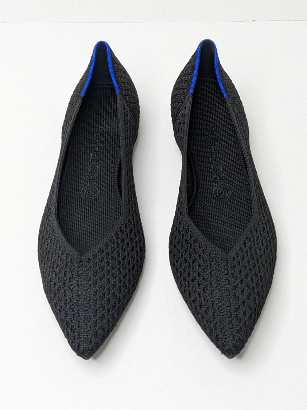 Rothy's The Point II Pointed Toe Ballet Flats Black Knit Womens 9.5